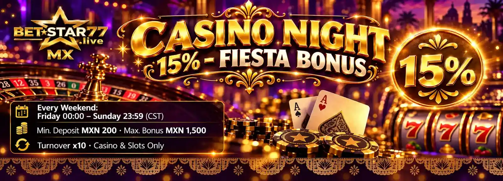 Casino Night 15% - Fiesta Bonus